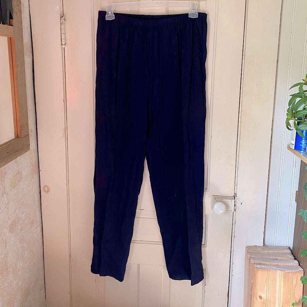 High Waisted navy elastic dress pants